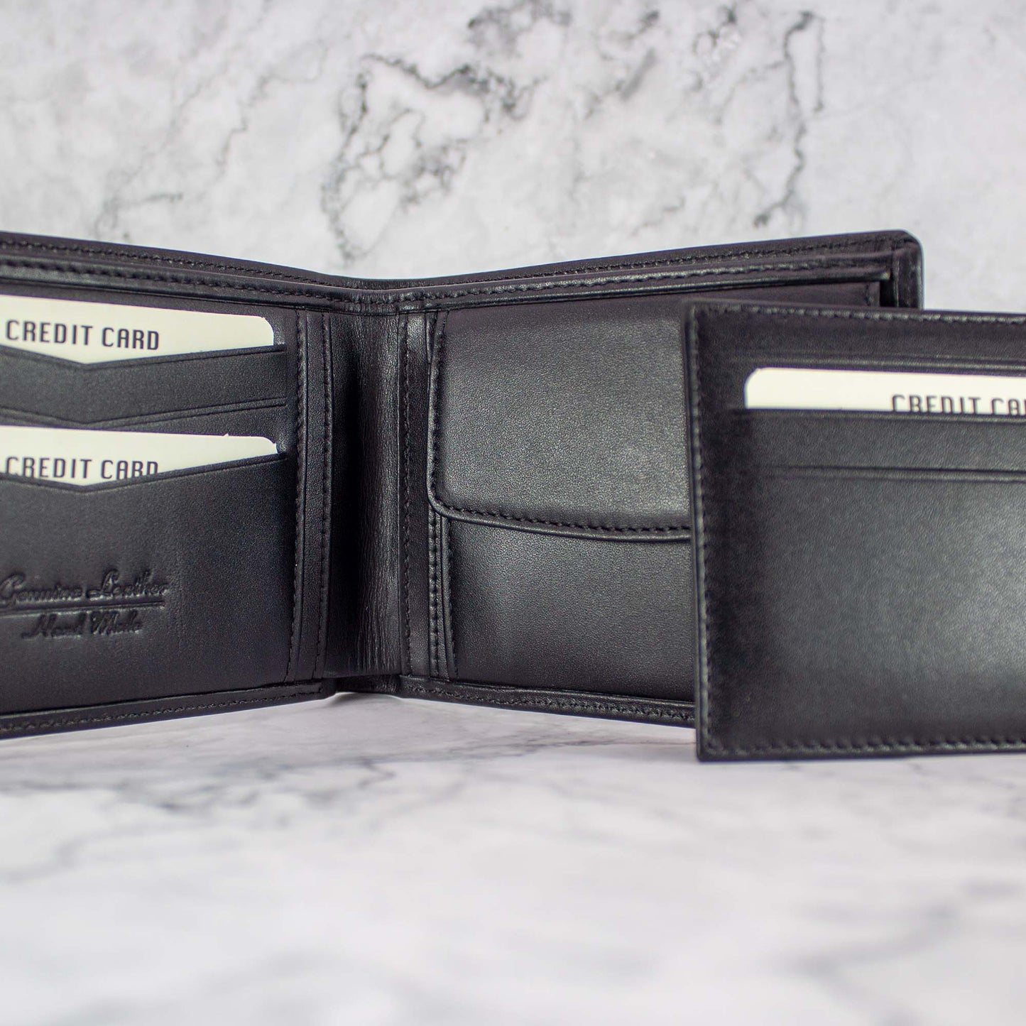 Geschenkset mit hochwertiges Leder Portemonnaie & Kartenetui helloboxshop