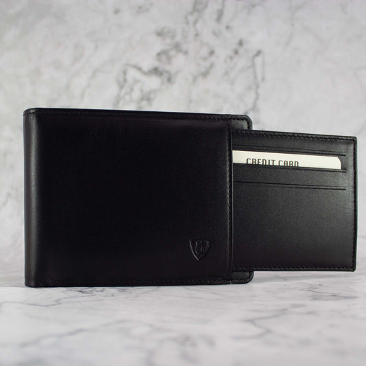Men's wallet made of real leather black with card case and coin pocket genuine leather