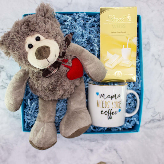 Hello World newborn gift with teddy bear
