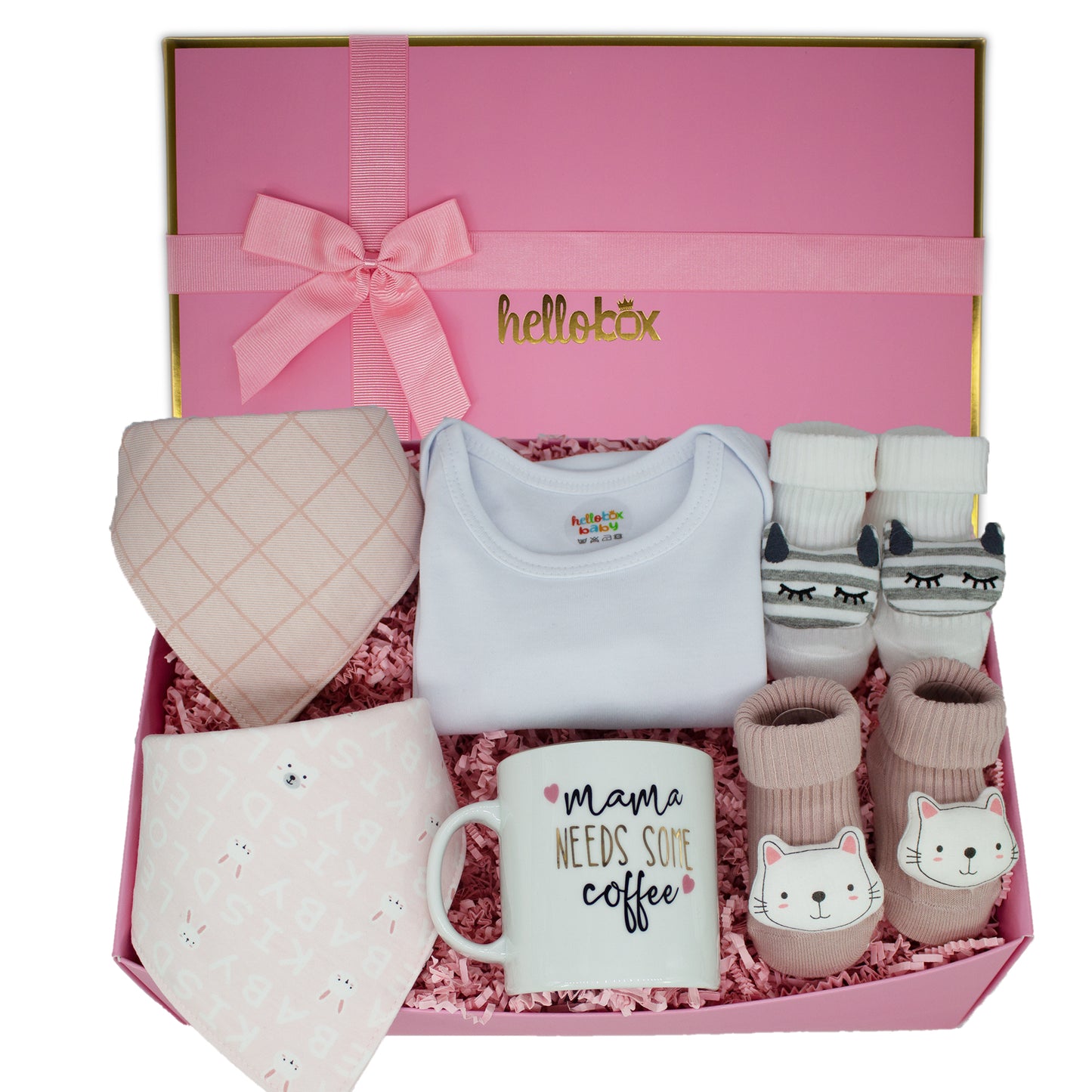 Hellobox Baby Geschenk Junge & Mädchen, Lätzchen, Socken, Geschenkset für Neugeborene Baby und Mama/Geschenk zur Geburt