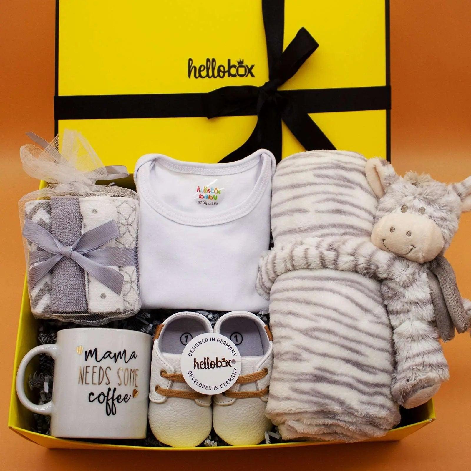 Baby Gifts For Baptism Newborn Gift Set With Baby Blanket Cuddly Toy 17 piece white helloboxshop