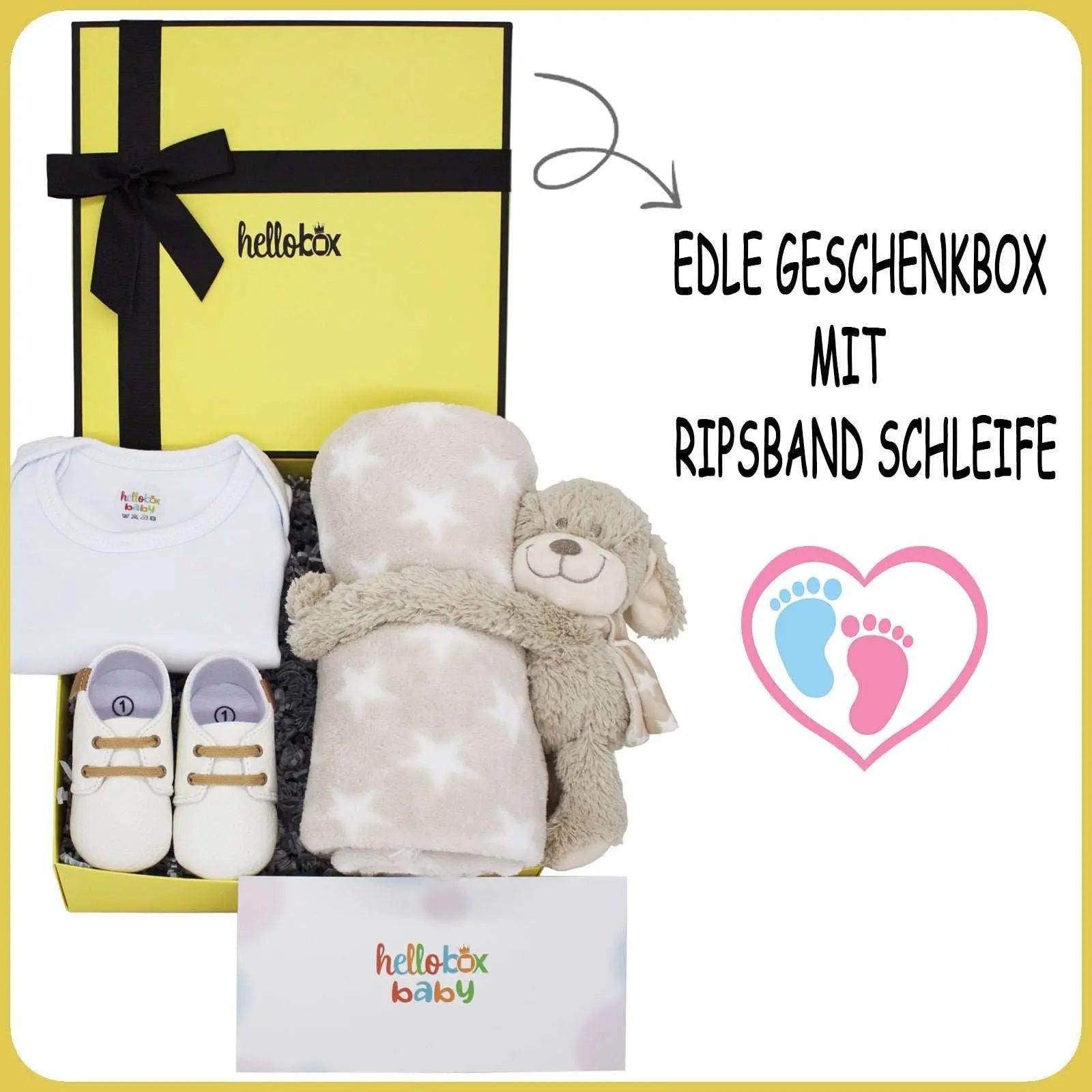 Hellobox Baby Geschenkset zur Geburt, Taufe Mädchen oder Junge Grau/Weiss helloboxshop