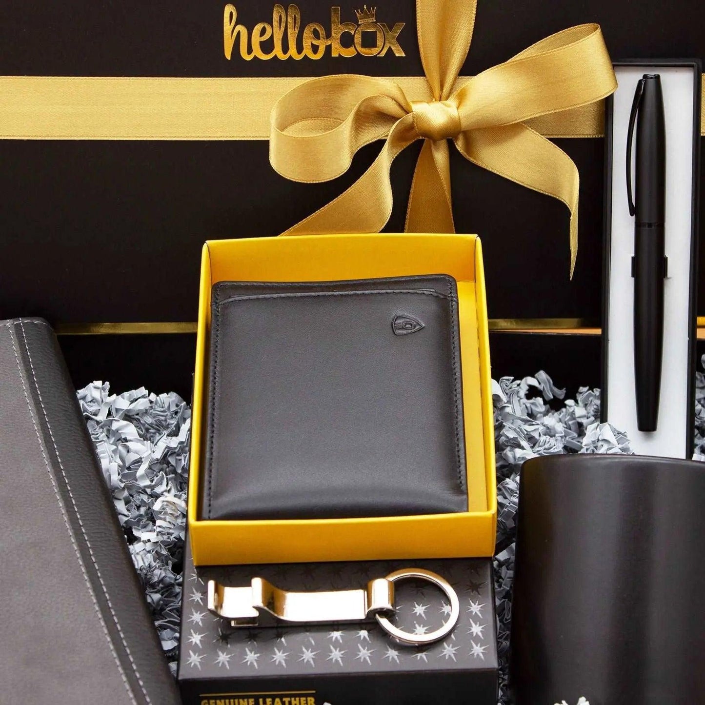 – helloboxshop (Geschenkset 1) Herren Geldbörse Leder aus mit Geschenkset Kartenetui