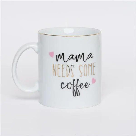 PORZELLAN BECHER "MAMA NEEDS SOME COFFE" ROSA helloboxshop